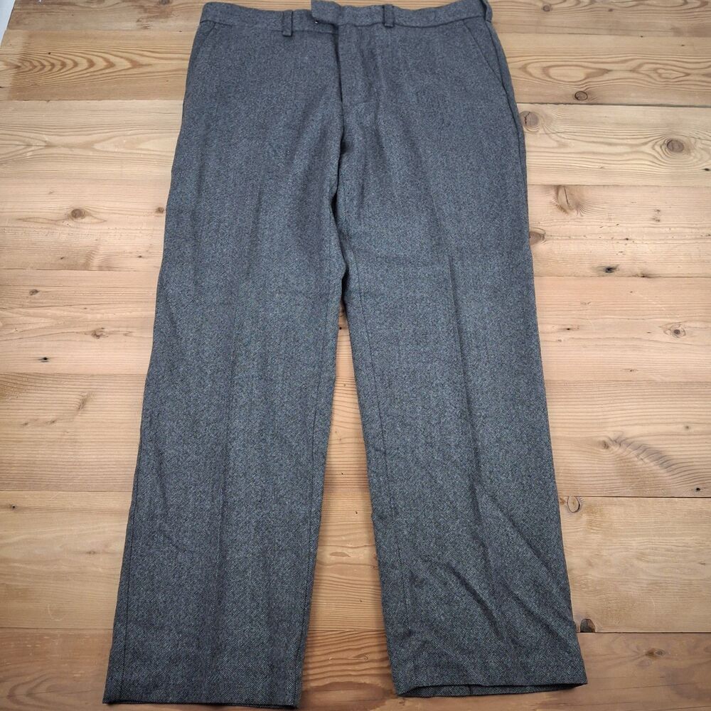 Black  & Brown 100% Wool Dress Pants Mens 36x30 Gray